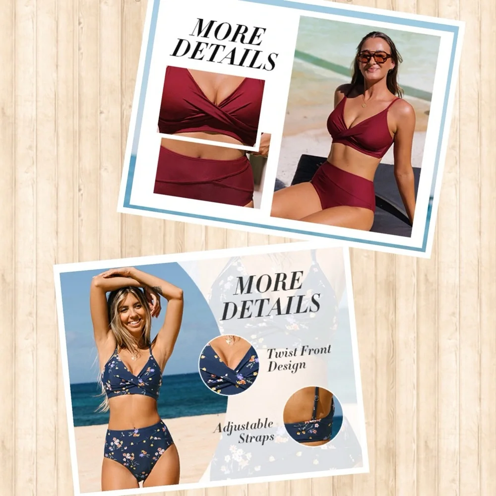 NWT Women's Twist High-Waist Bikini‎ Sets Swimsuit SIZE LARGE